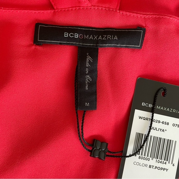 BCBGmaxazria juliya multi-strap layered top poppy size Medium New - Picture 8 of 16
